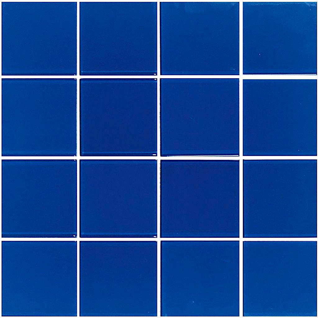 Glass Mosaic Tile Minimalistic Navy Blue 3x3