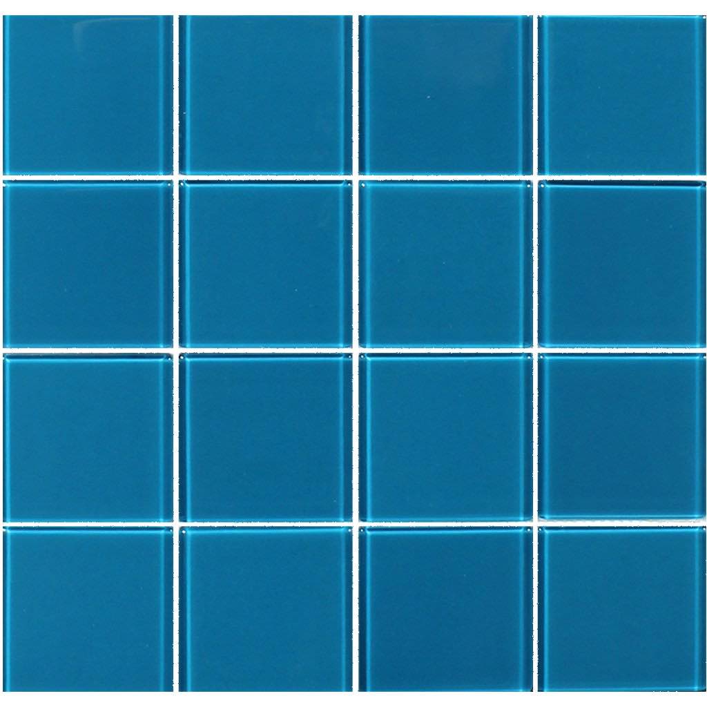 Glass Mosaic Tile Minimalistic Turquoise 3x3