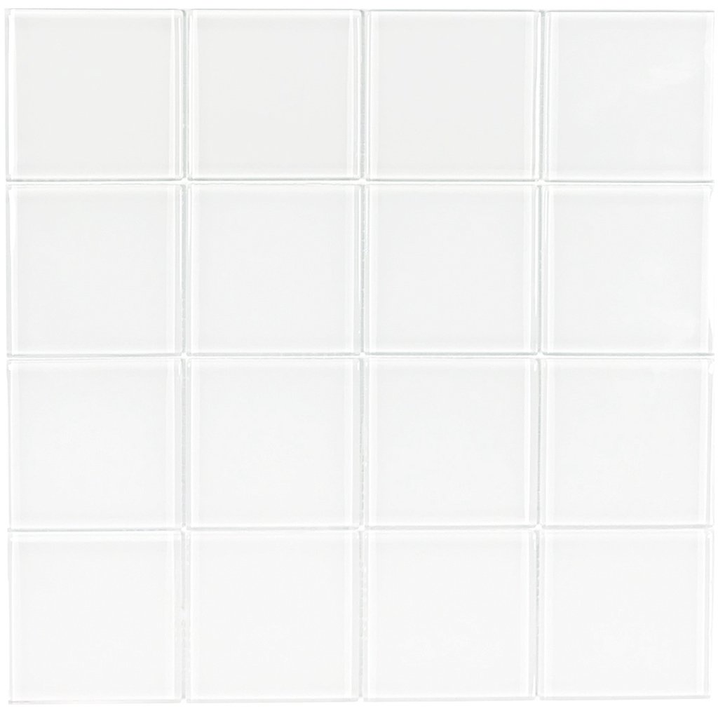 Glass Mosaic Tile Minimalistic White 3x3 for bathroom, kitchen backsplash, and swimming pool