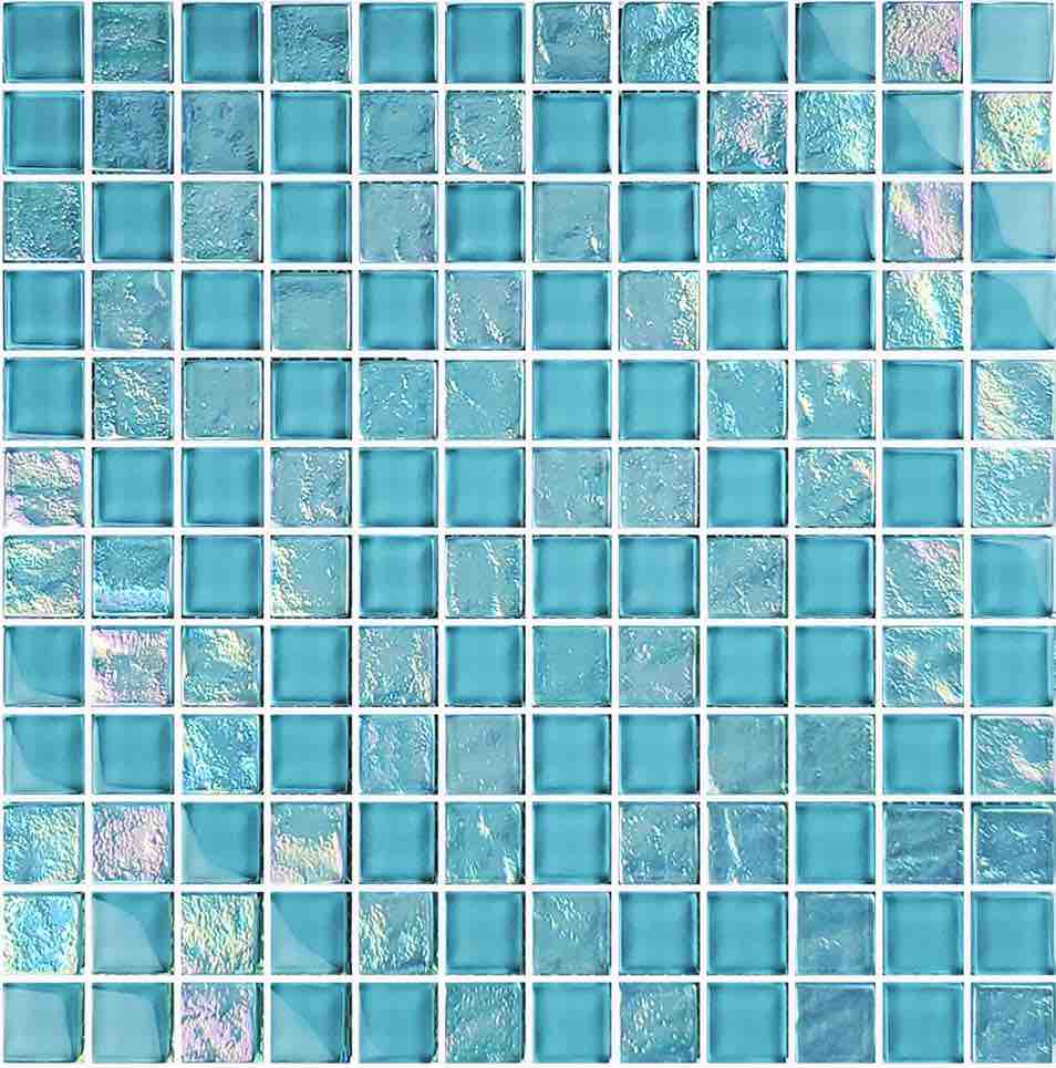 Glass Mosaic Tile Sheen Aqua 1x1