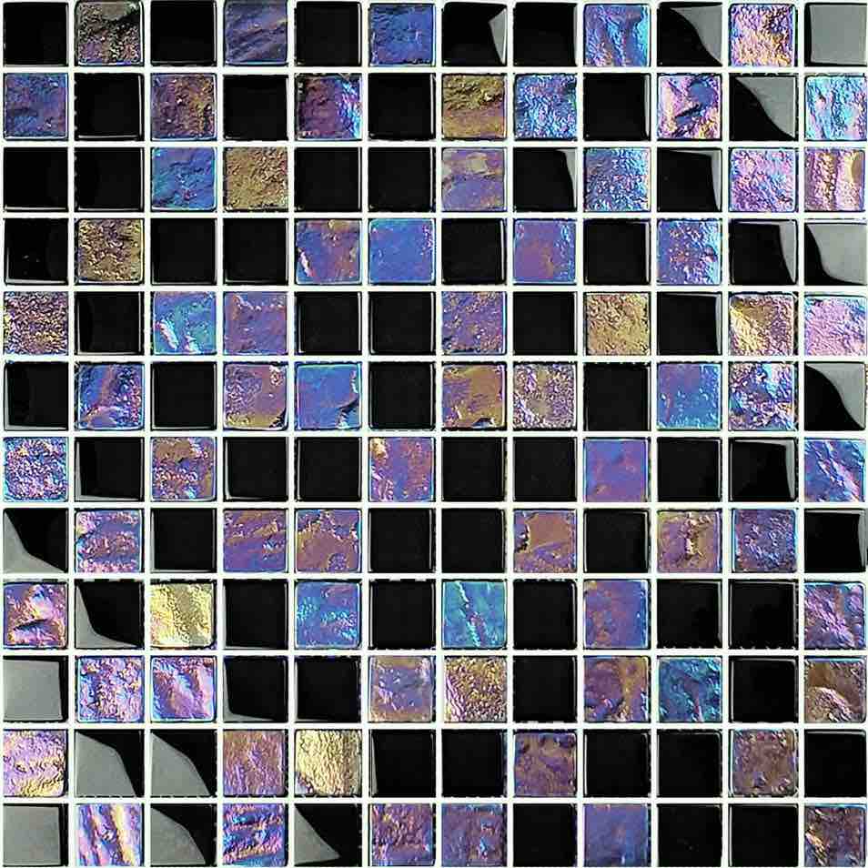 Glass Mosaic Tile Sheen Black 1x1