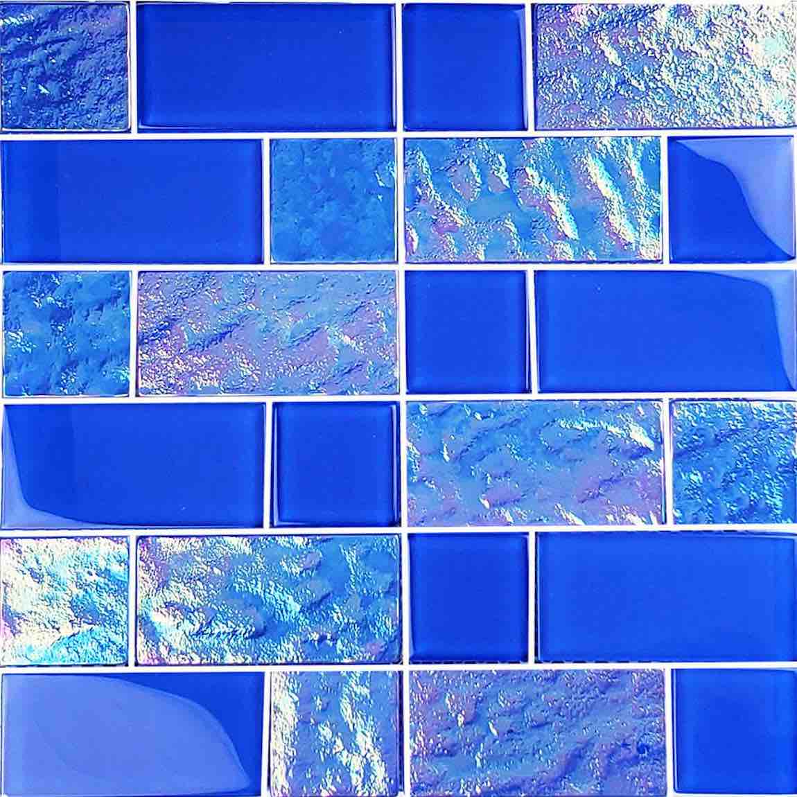 Glass Mosaic Tile Sheen Royal Blue Mixed