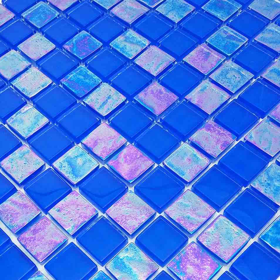 Glass Mosaic Tile Sheen Sky Blue 1x1