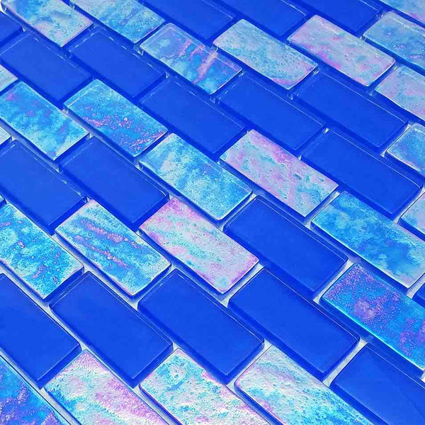 1X1 Luster Aqua Blue Glass Mosaic - Keystonetile