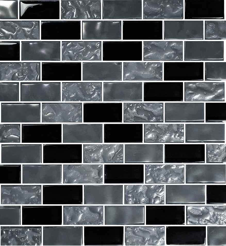 Glass Pool Mosaic Tile Black Blend 1x2