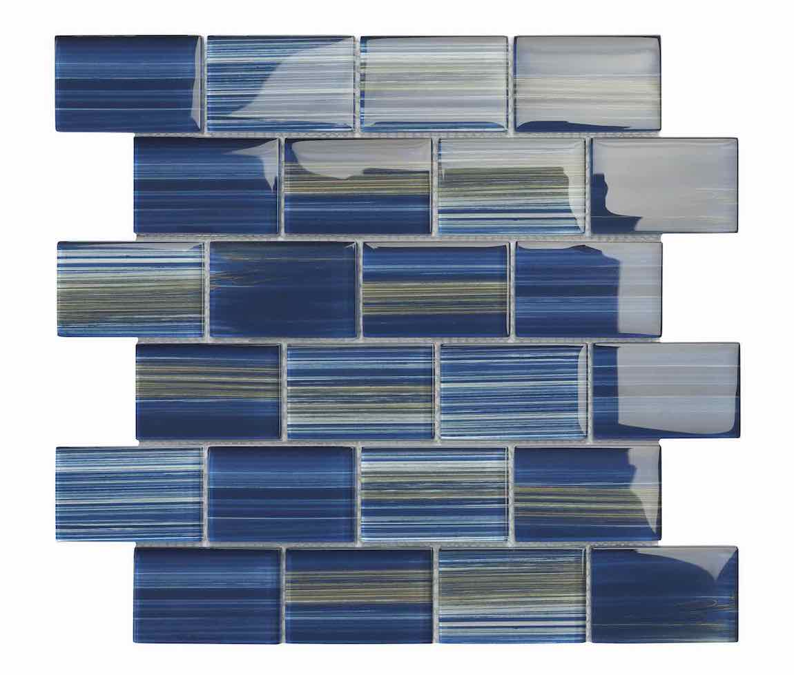 Glass Pool Mosaic Tile Deep Blue 2x3