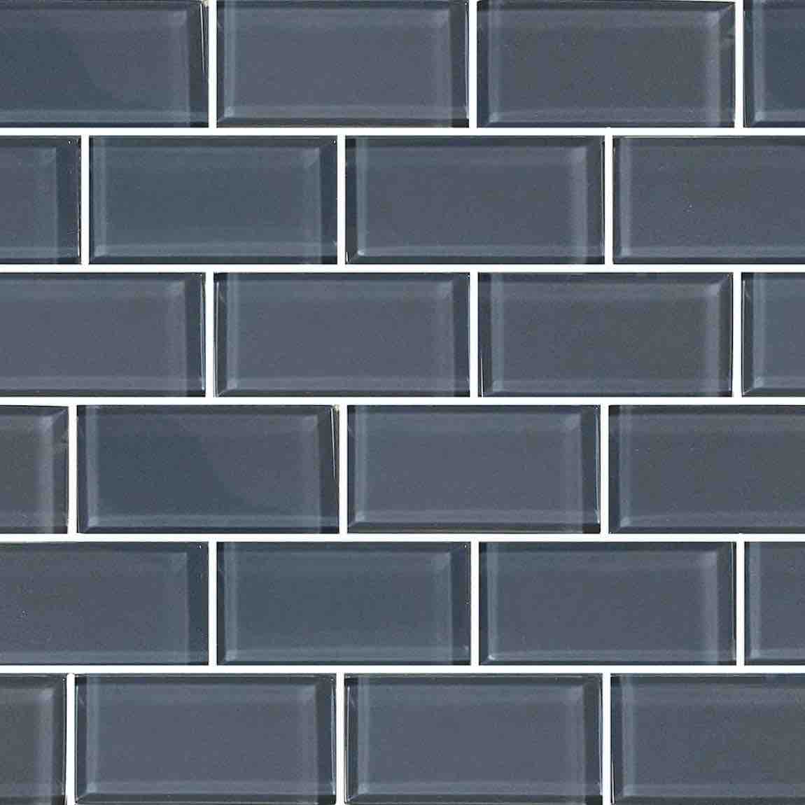 Glass Subway Mosaic Tile Blue Gray 2x4