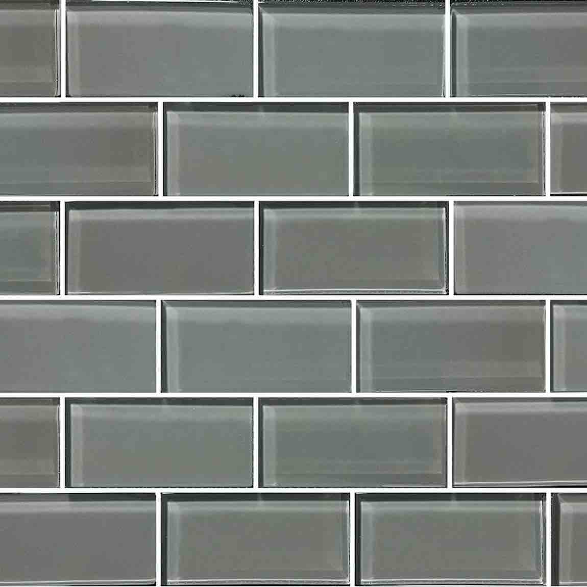 Glass Subway Mosaic Tile Gray 2x4