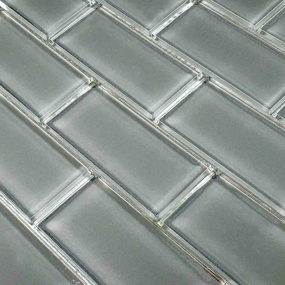 Glass Subway Mosaic Tile Gray 2x4