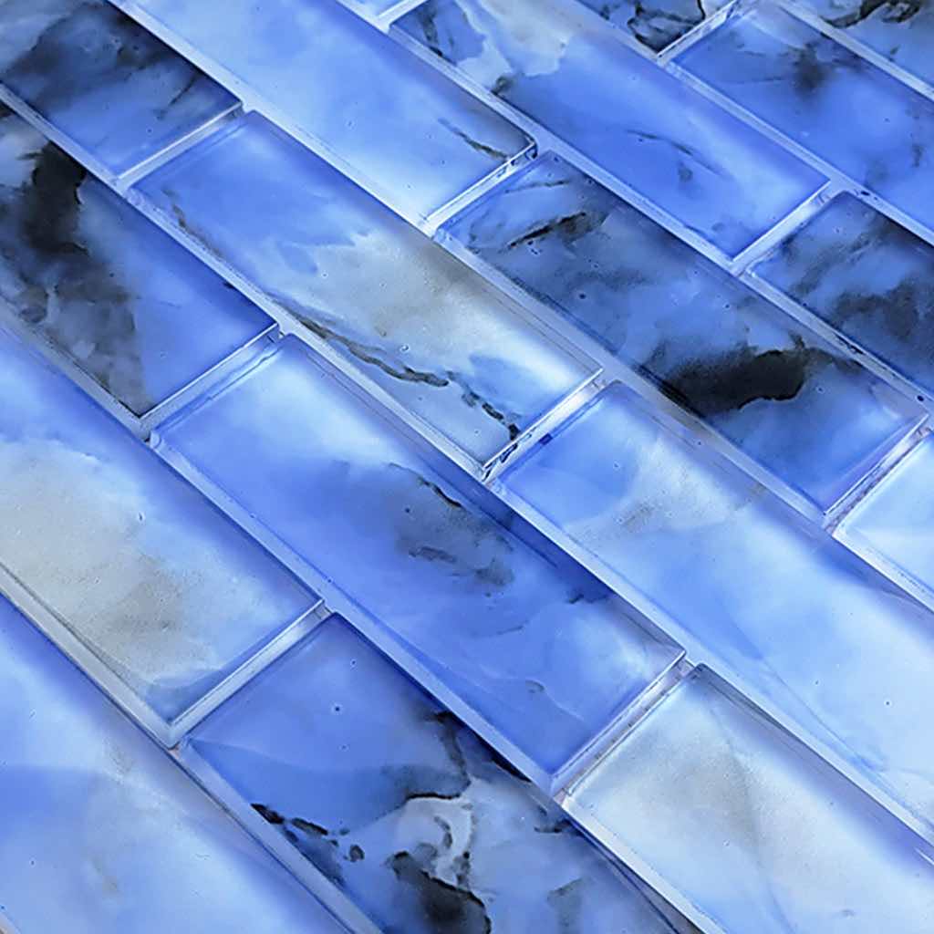 Glass Subway Tile Cloud Blue 1.5x4