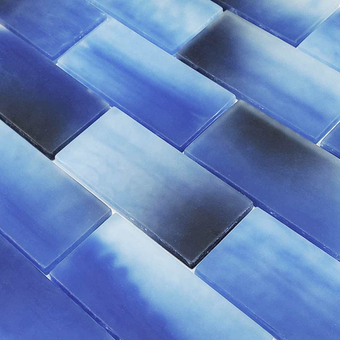 Glass Subway Tile Frosted Sky 2x4