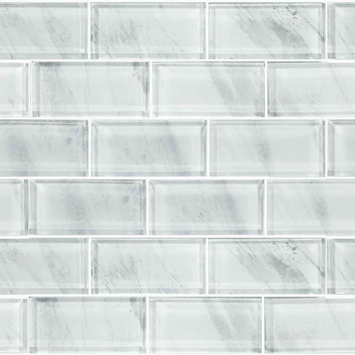 Glass Subway Tile Stratus White 2x4