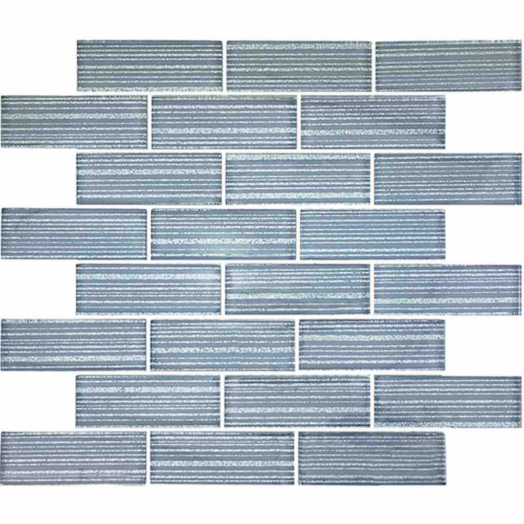 Glass Subway Tile Stripes Grey 1.5x4