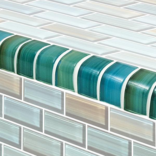 Glass Trim Tile Turquoise Blend 1x2 - 1 Linear Foot