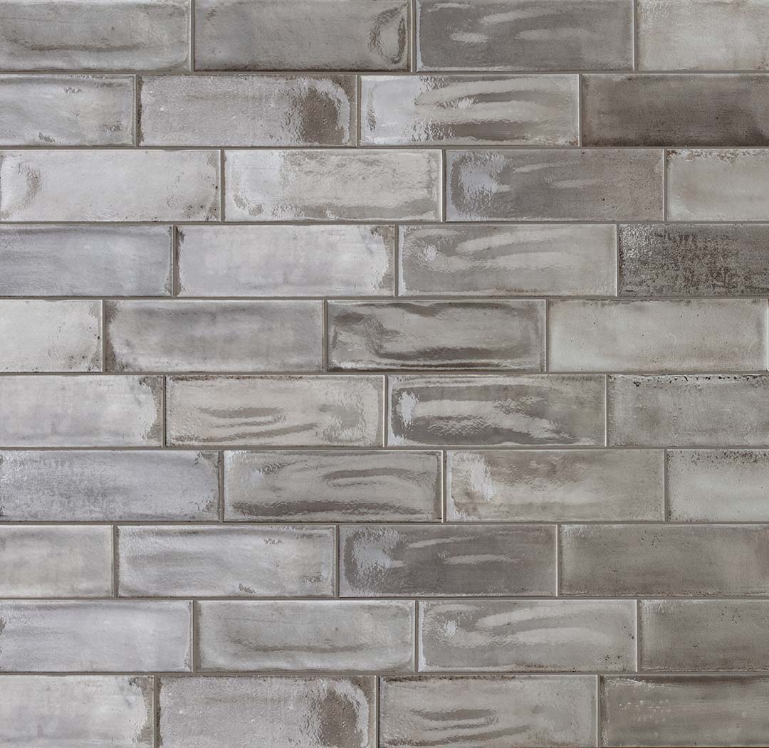 Porcelain Subway Tile Washed Grigio Glossy 4x12