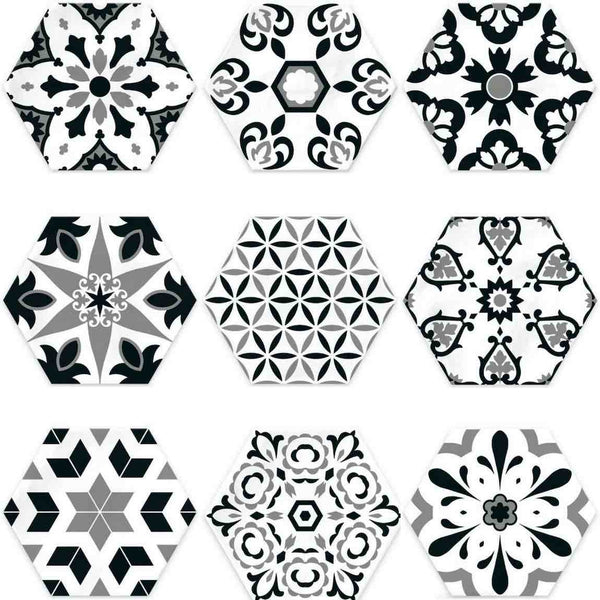 Patterned Porcelain Hexagon Tile Multicolor 6x7