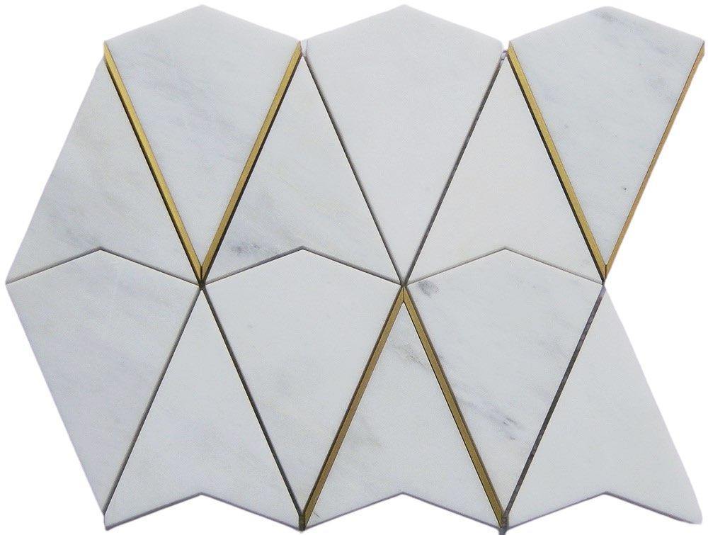 Inlay Brass Gold Calacatta Marble Tile