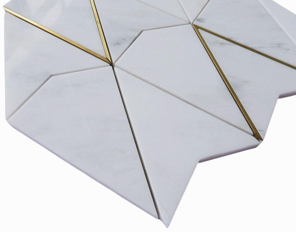 Inlay Brass Gold Calacatta Marble Tile