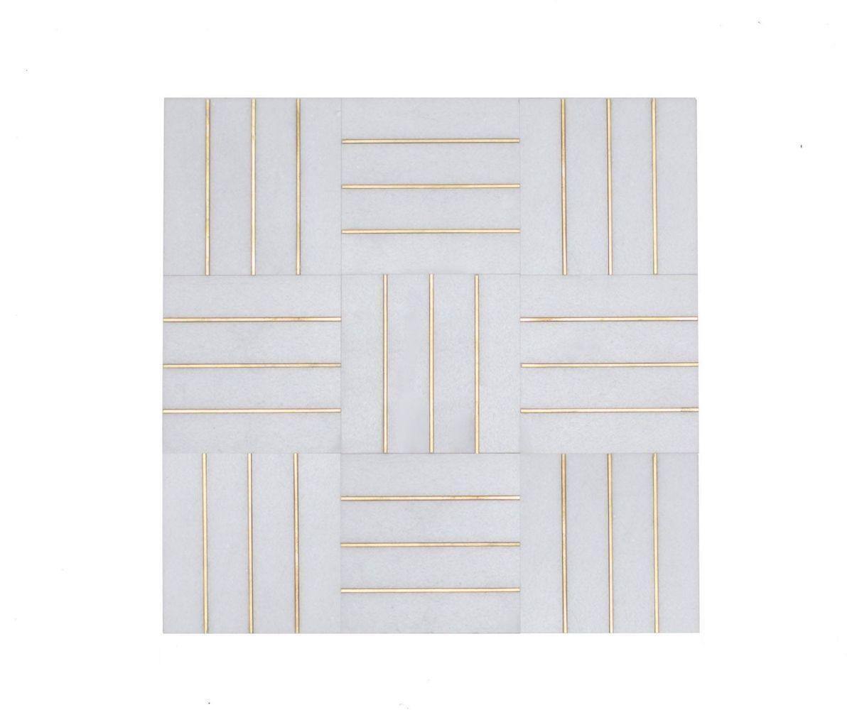 Inlay Brass Gold Deck Thassos Tile