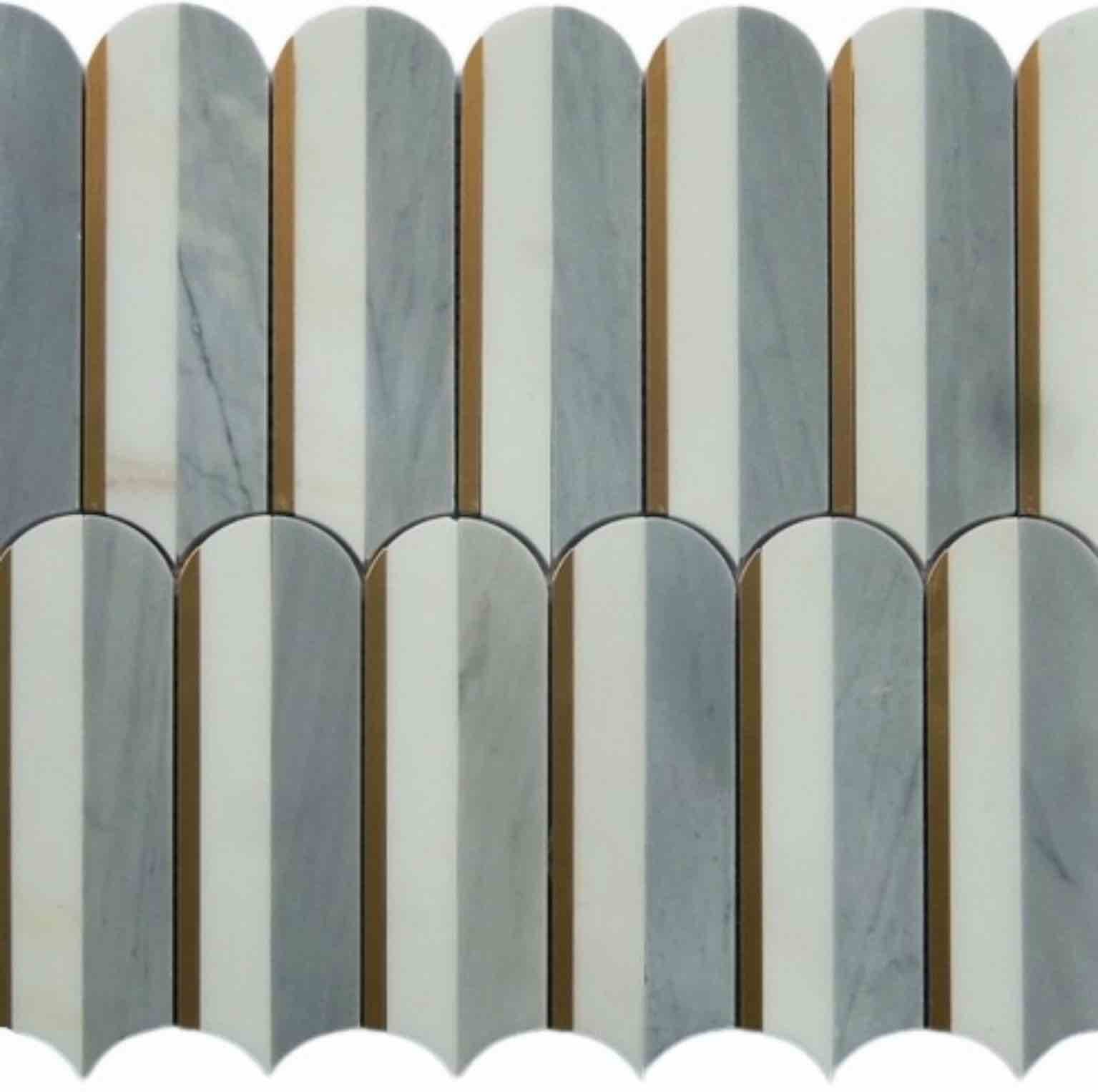 Inlay Brass Gold Marble Mosaic Tile Athens