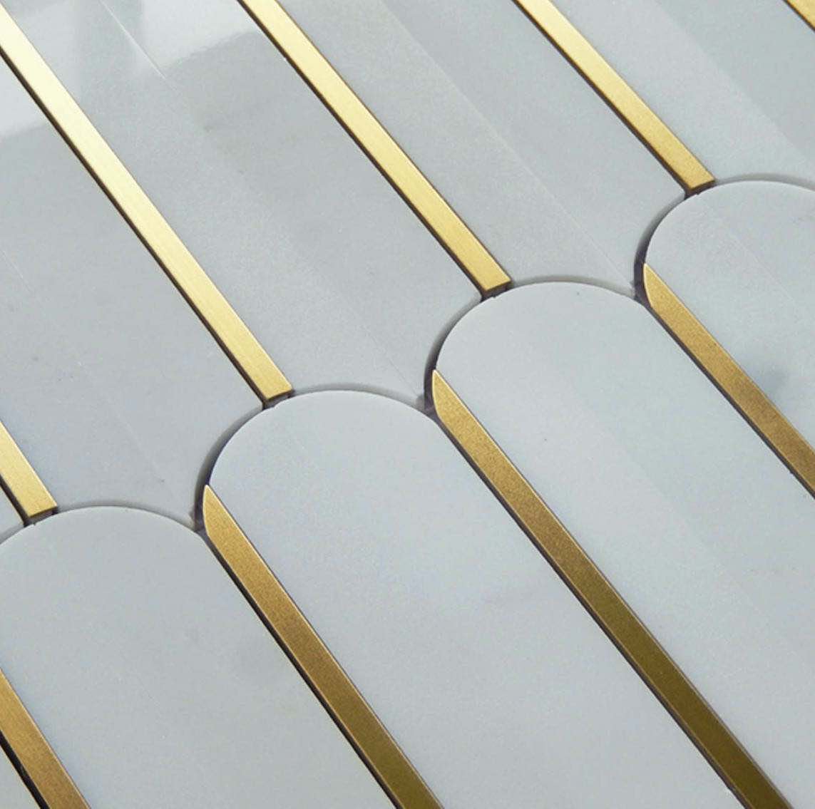 Inlay Brass Gold Marble Mosaic Tile Florence