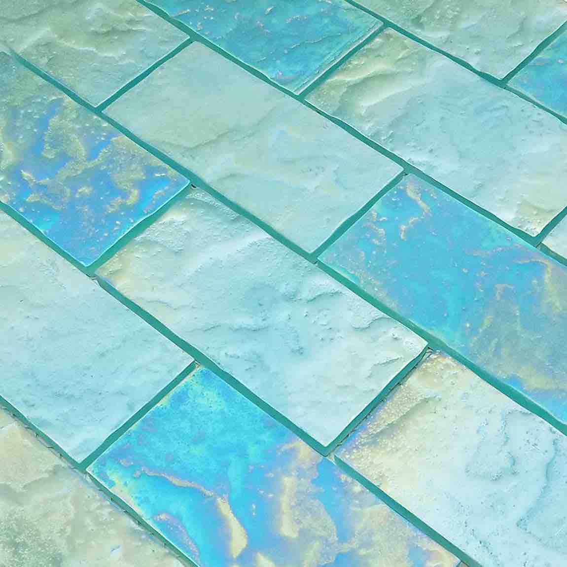 Iridescent Glass Subway Tile Jade 2x4