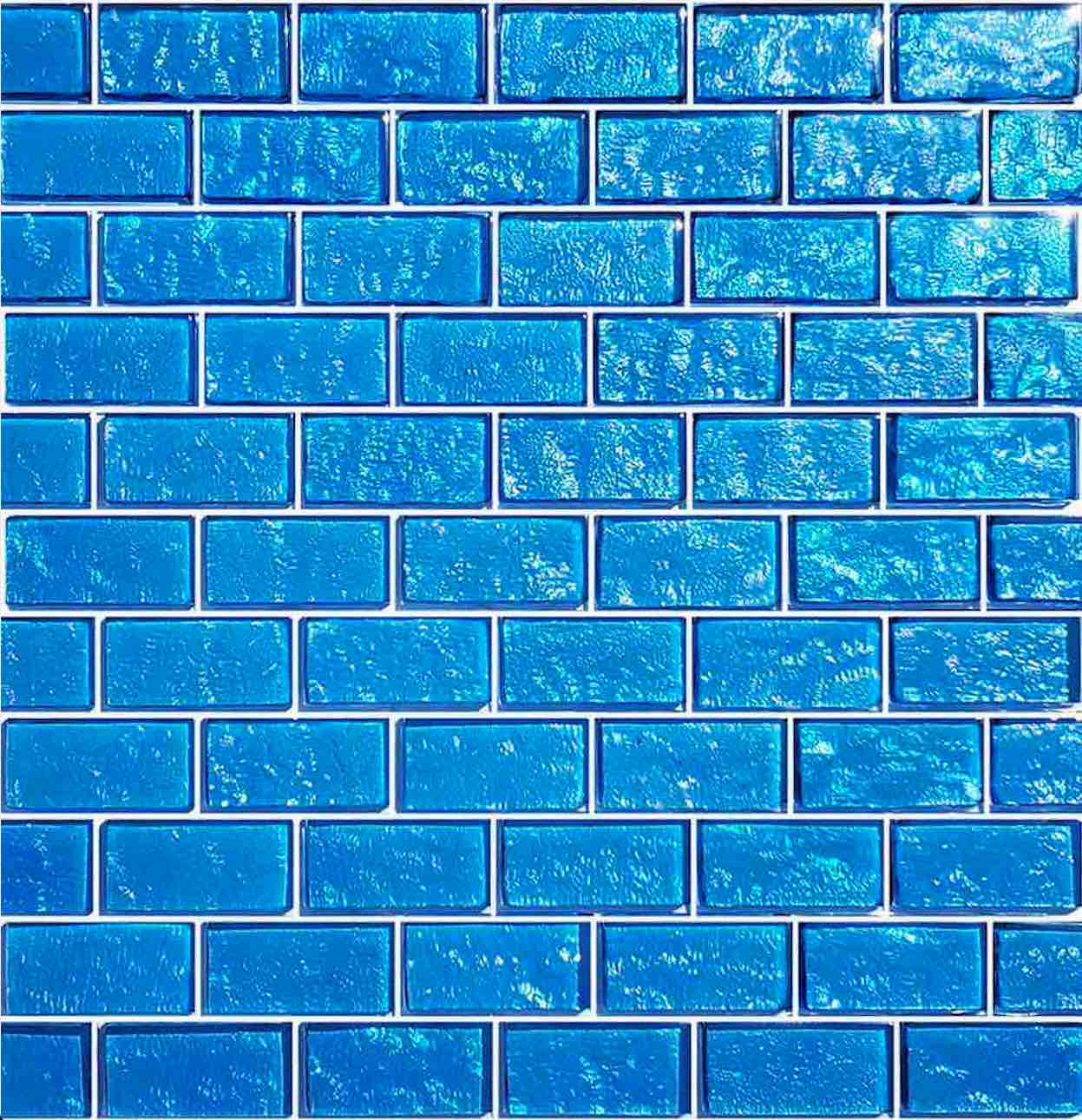 Iridescent Clear Glass Pool Tile Pale Blue 1x2