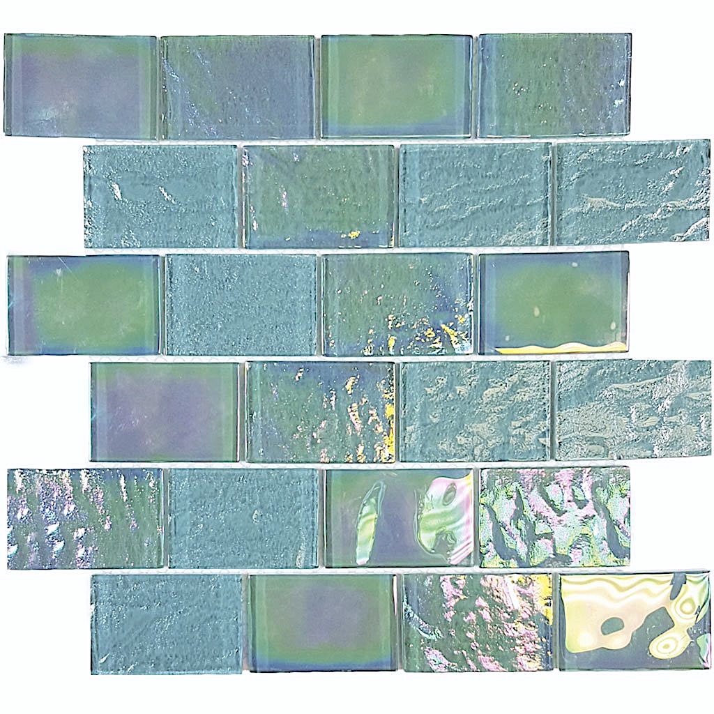 Iridescent Glass Tile SoCal Emerald 2x3