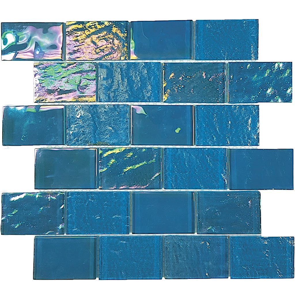 Iridescent Glass Tile SoCal Turquoise 2x3