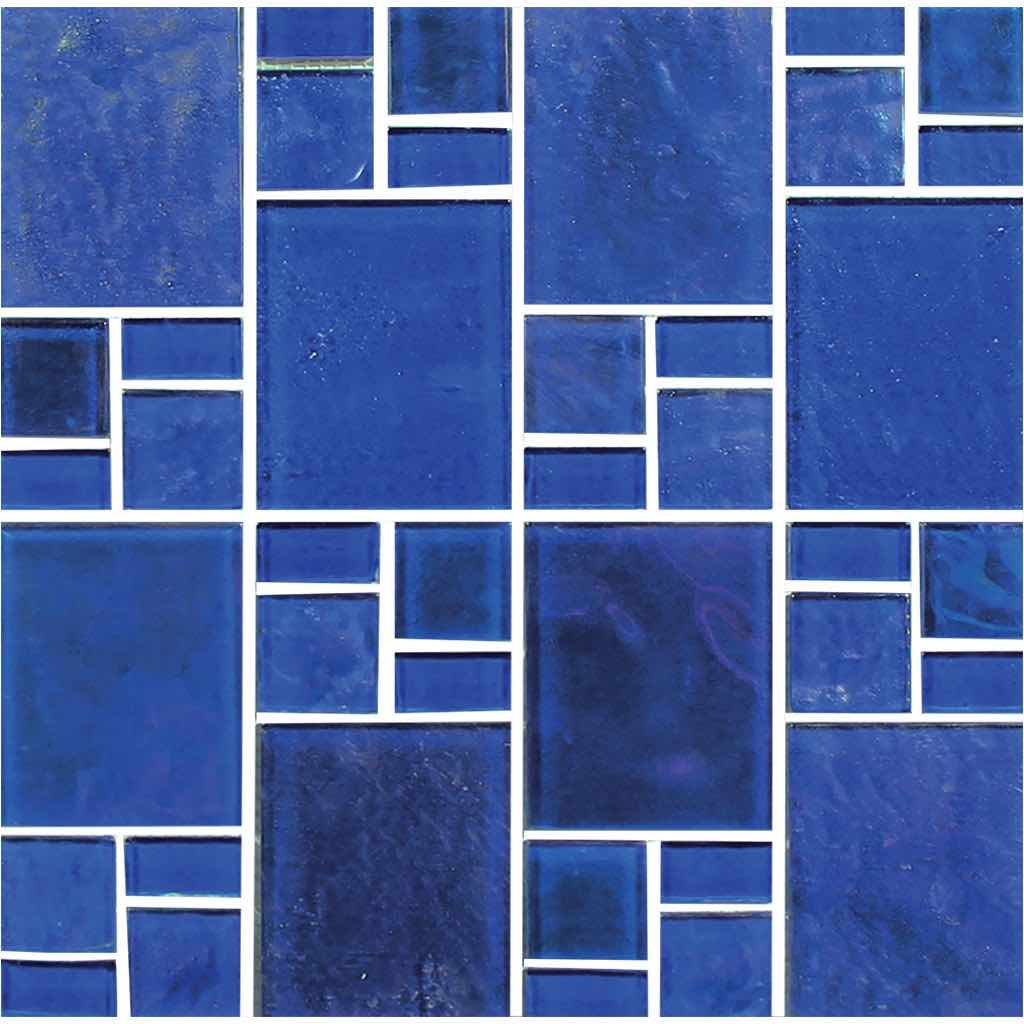 Iridescent Glass Tile Veranda Cobalt Mixed