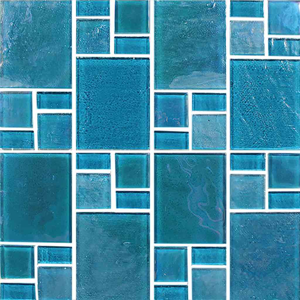 Iridescent Glass Tile Veranda Turquoise Mixed