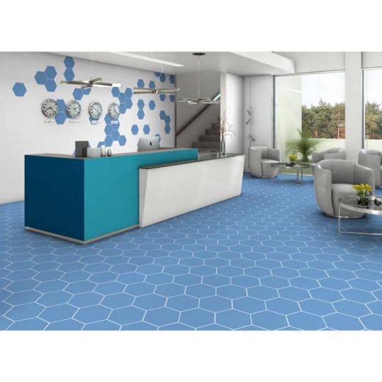 Studio Hexagon Blue Porcelain Tile 9x10