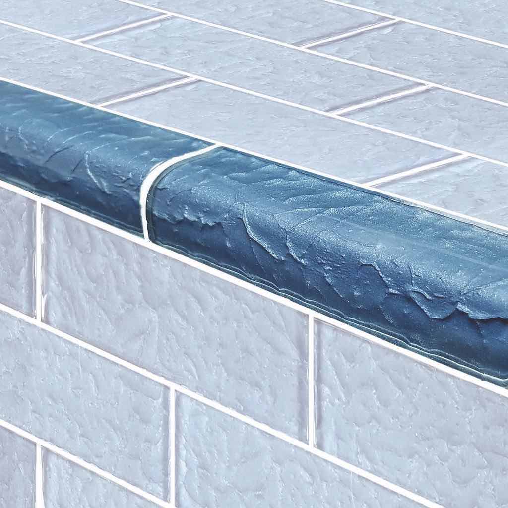 Surfaced Pool Glass Trim Tile Metallic Blue 2x6