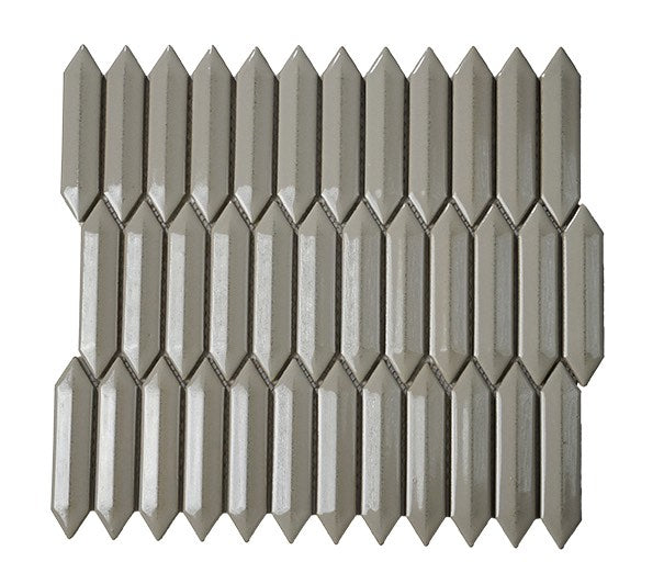 Mini Picket Grey Glossy Porcelain Mosaic Tile for kitchen backsplash, bathroom, and shower walls