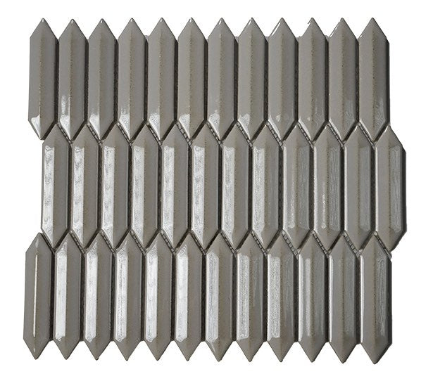 Mini Picket Taupe Glossy Porcelain Mosaic Tile for kitchen backsplash, bathroom, and shower walls