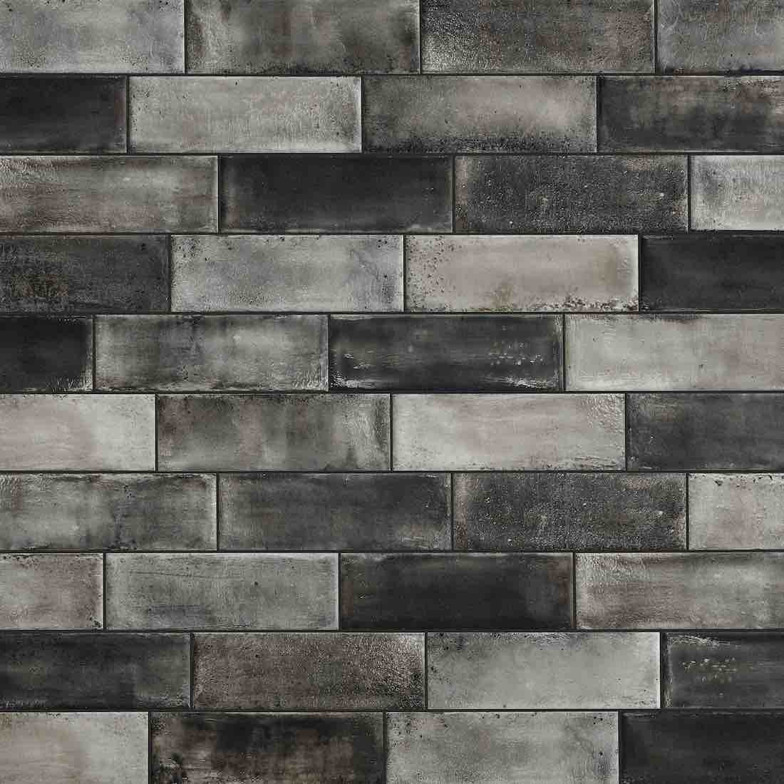 Porcelain Subway Tile Washed Nero Matte 4x12