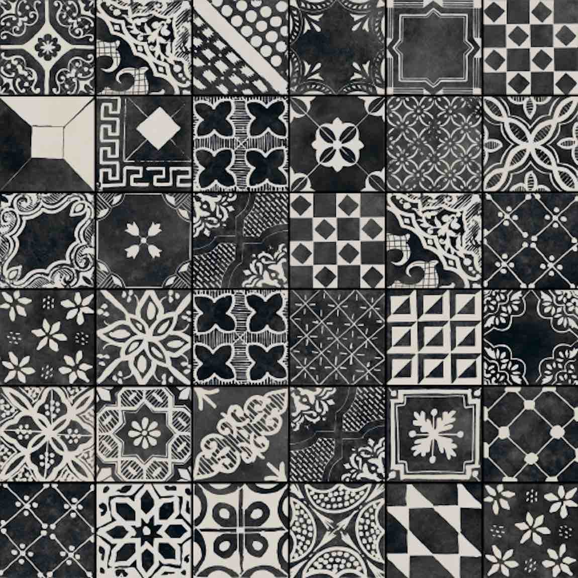 Patterned Porcelain Tile Nero Blend 8x8