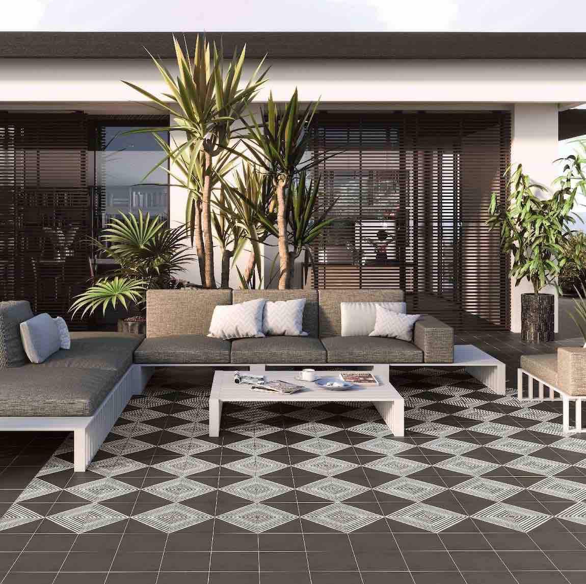 Jazz Patterned Porcelain Tile Patio 8x8