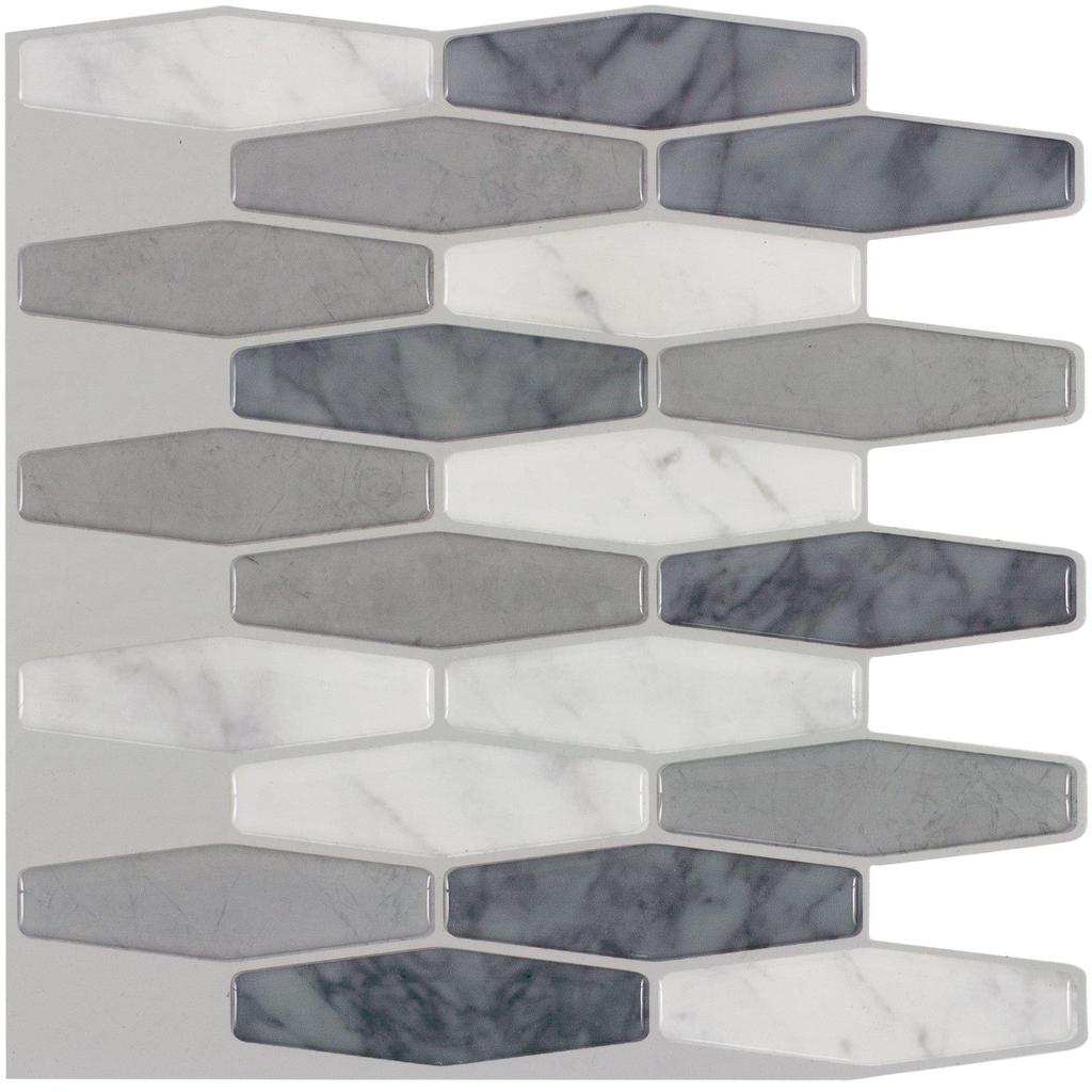 Peel & Stick Wall Tile Marble Grey 10x10