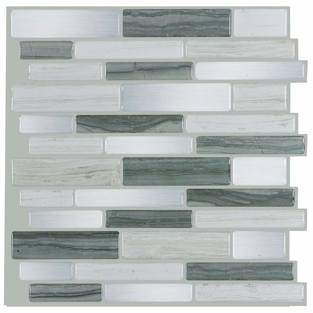 Peel & Stick Wall Tile Silver Blend 10x10