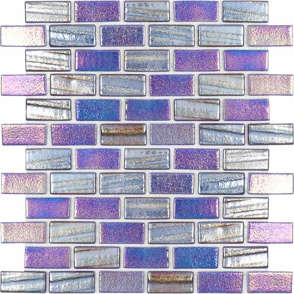 Recycled Brick Iridescent Glass Tile Blue