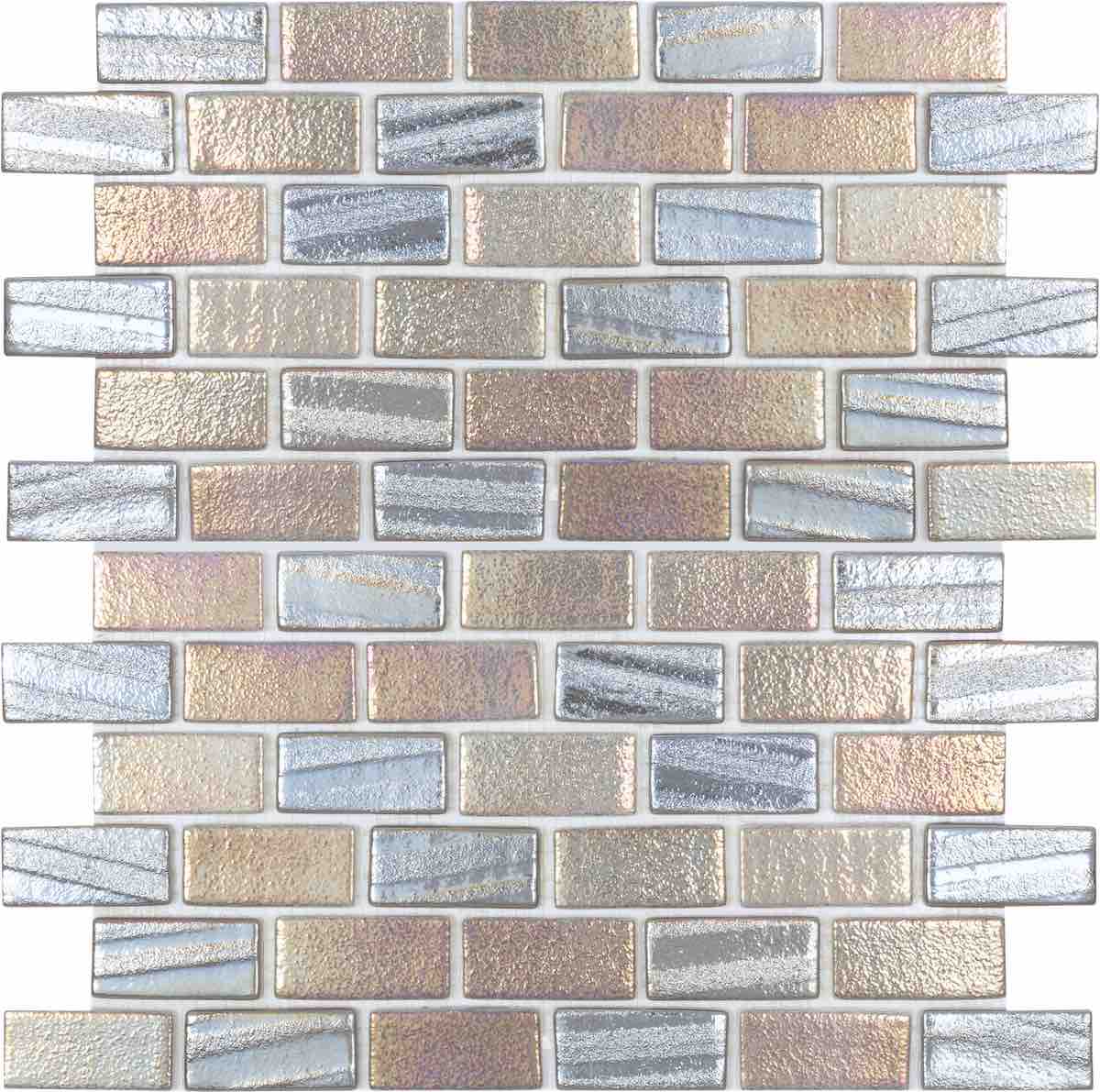 Recycled Brick Iridescent Glass Tile Grey