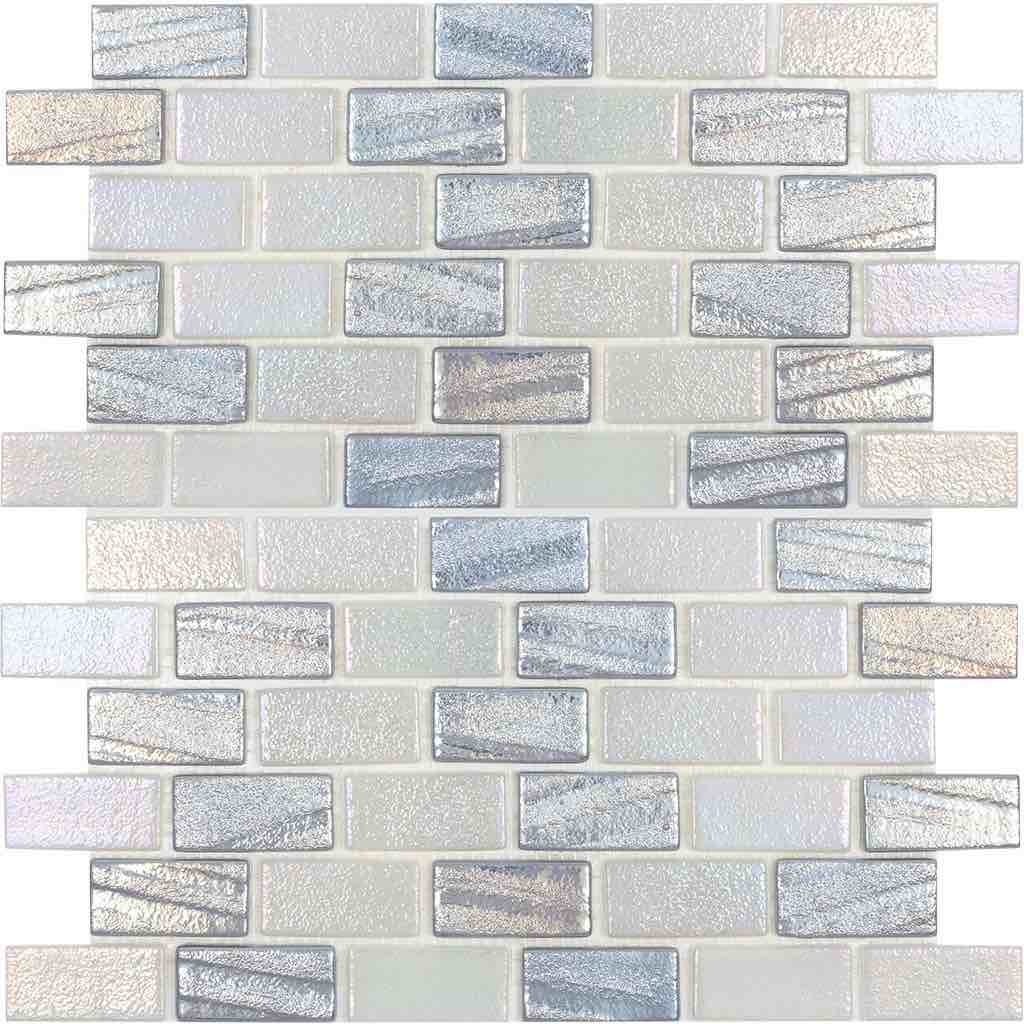 Recycled Brick Iridescent Glass Tile Silver