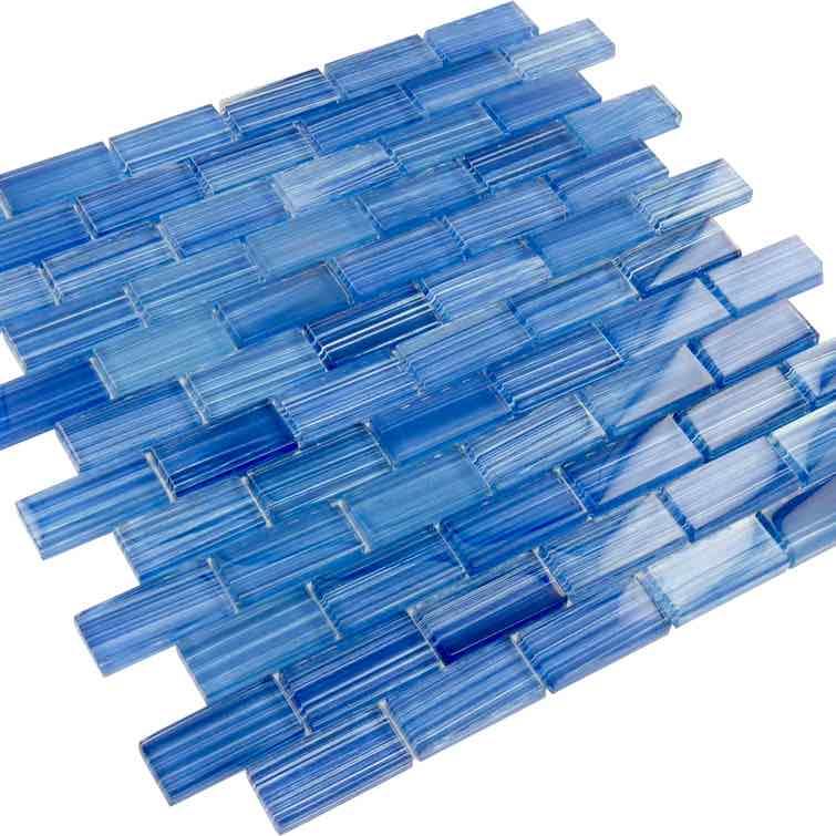 Sea Waters Glass Mosaic Tile 1x2 for bathroom and showers