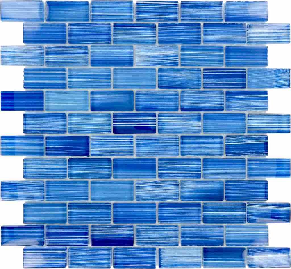 Sea Waters Glass Mosaic Tile 1x2