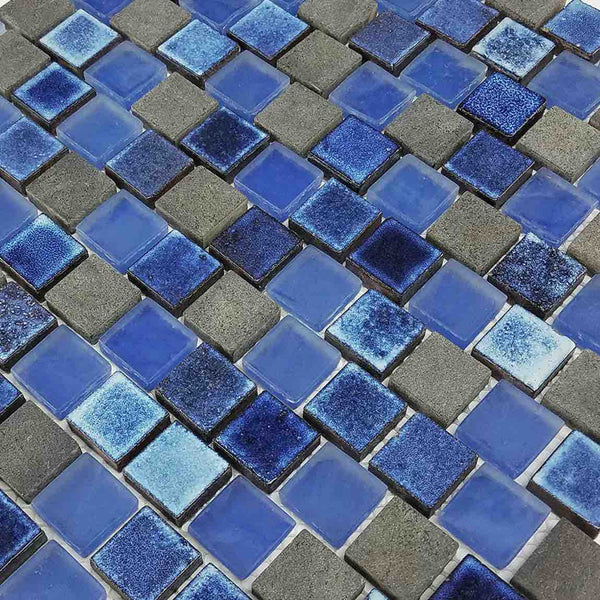 Glass Mosaic Tile Sheen Blue 1x1