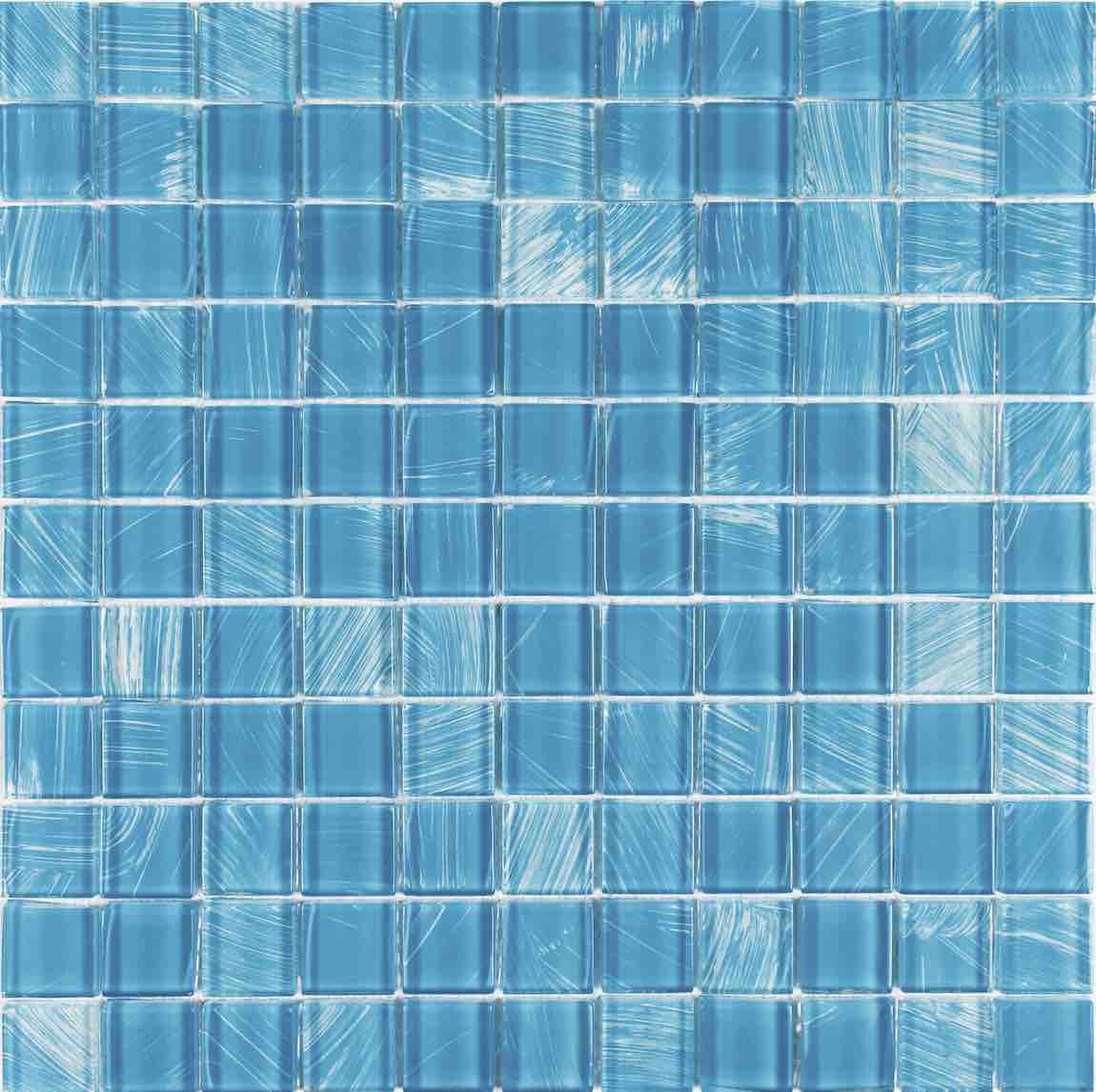 Strokes Glass Mosaic Tile Turquoise 1x1