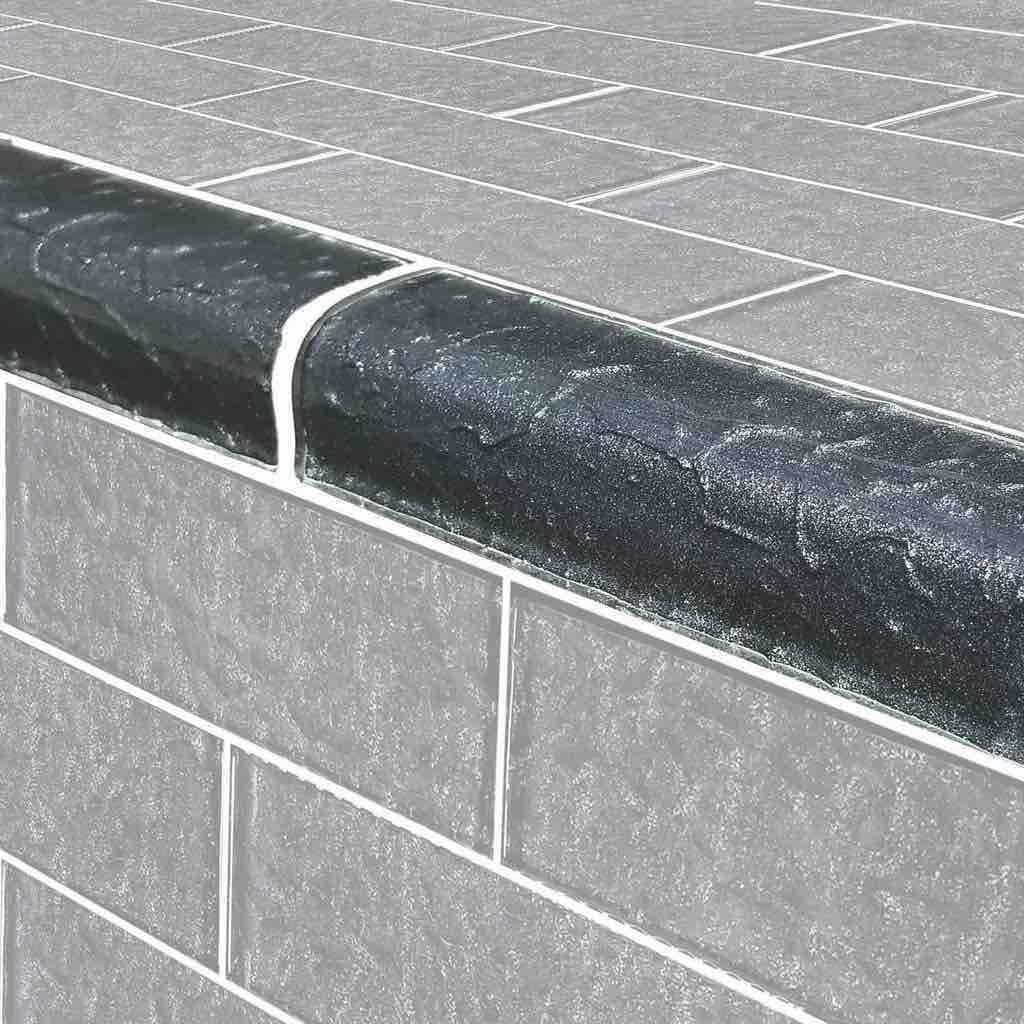 Surfaced Pool Glass Trim Tile Black 2x6