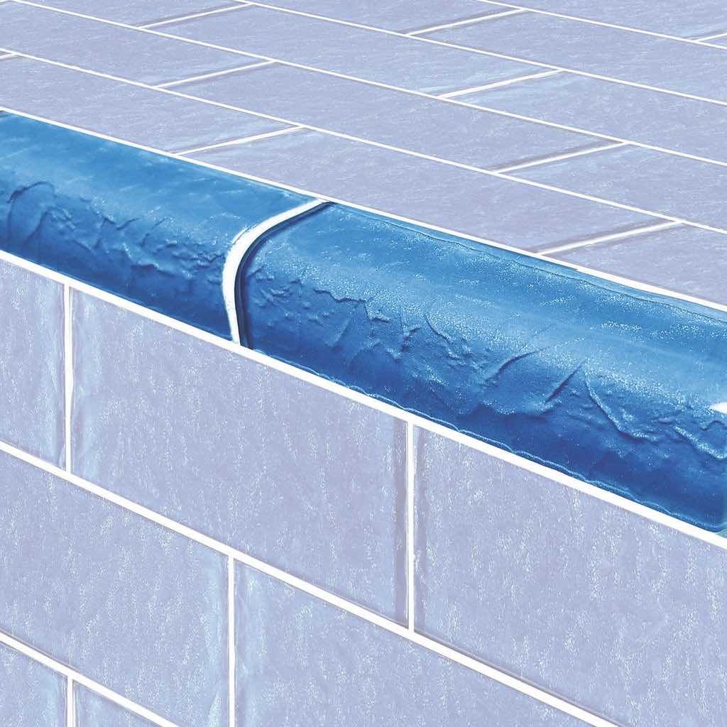 Surfaced Pool Glass Trim Tile Blue 2x6