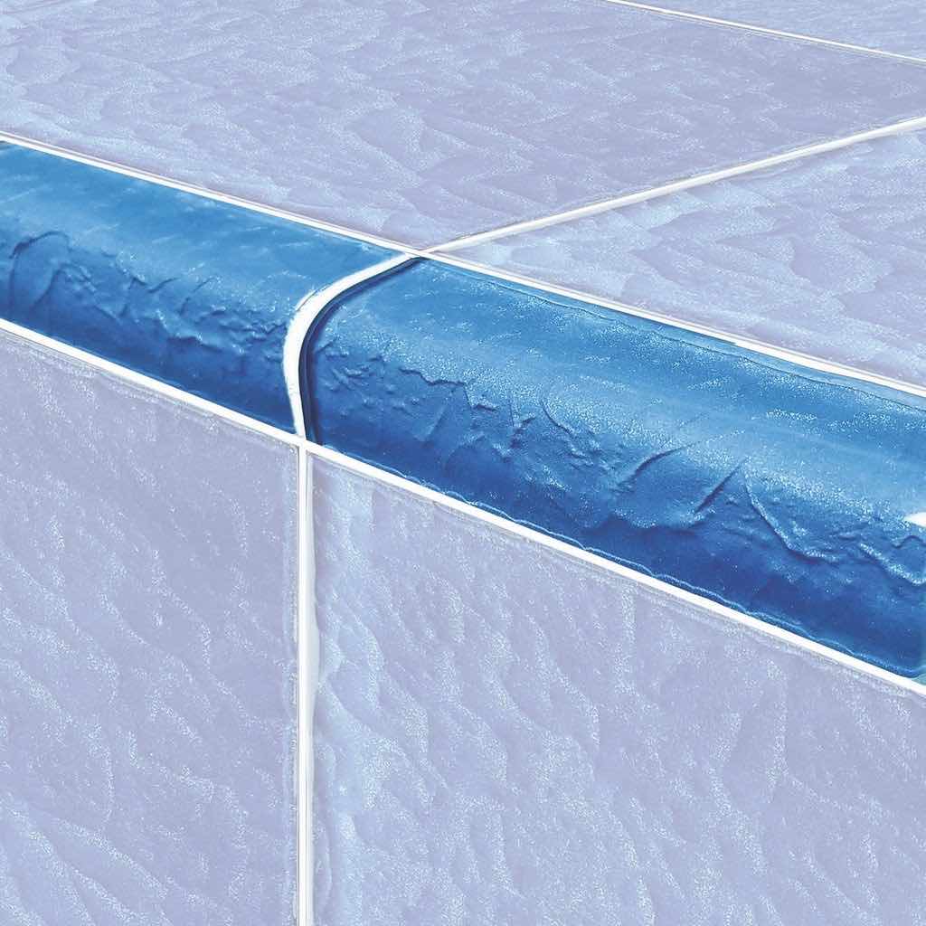 Surfaced Pool Glass Trim Tile Blue 2x6